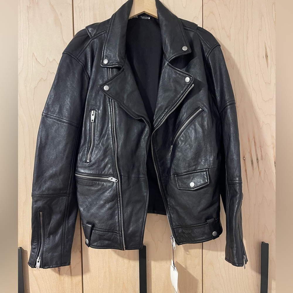 Zara Black Leather Biker Jacket